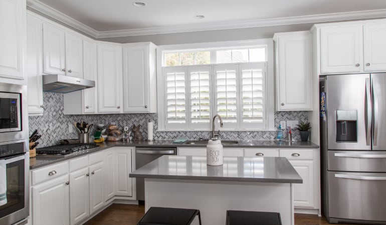 Polywood shutters in a Clearwater gourmet kitchen.